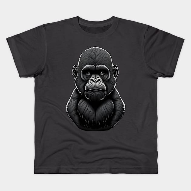 Cute Gorilla Kids T-Shirt by Javisolarte